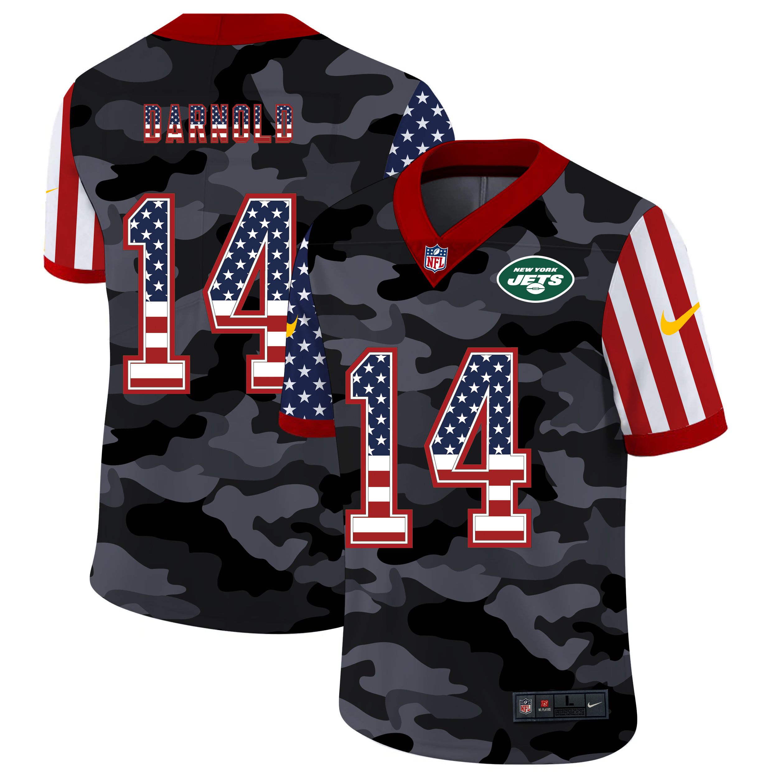 Men New York Jets 14 Darnold 2020 Nike USA Camo Salute to Service Limited NFL Jerseys
